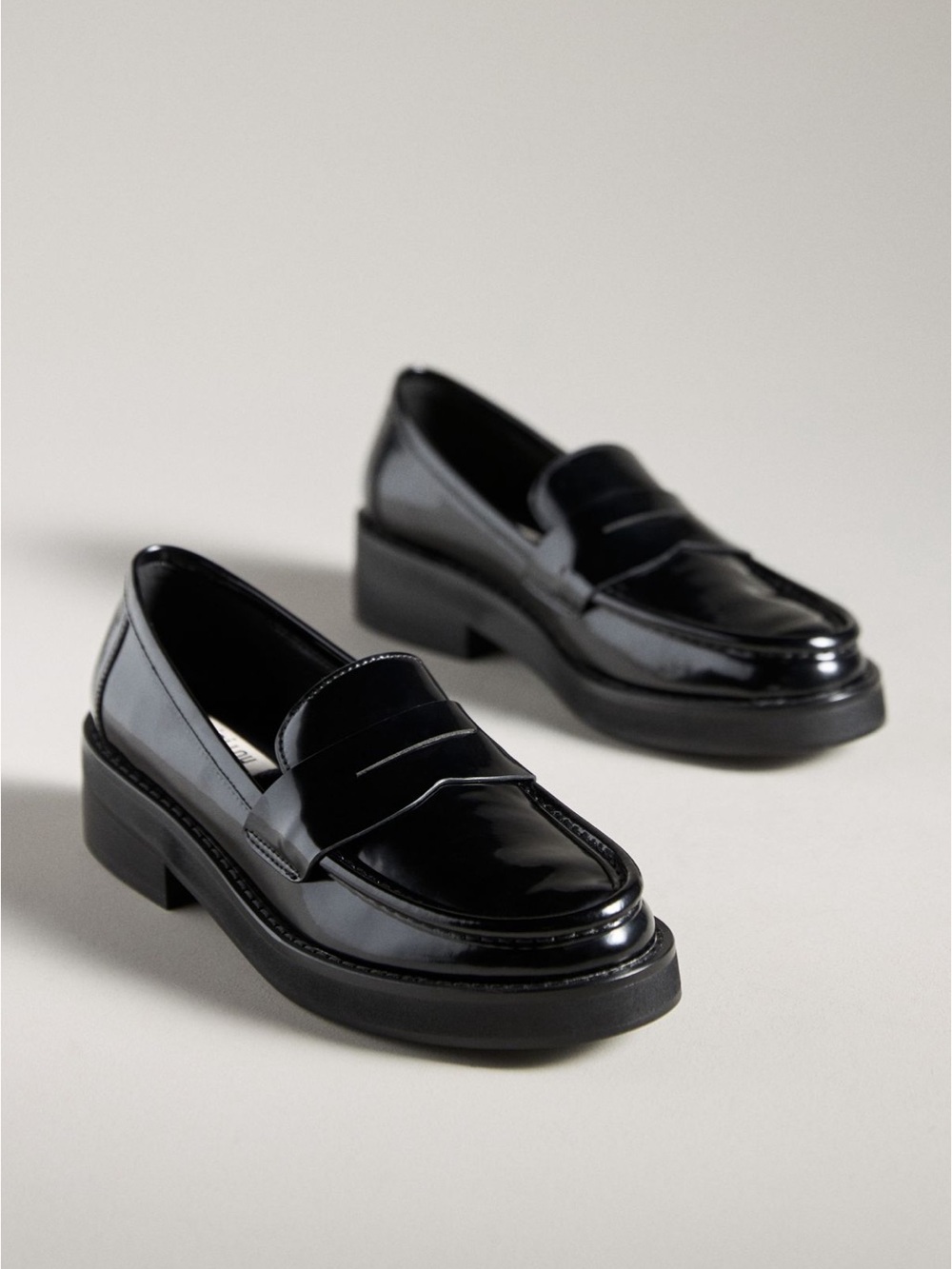 Bibi Lou Classic Black Leather Penny Loafers for Women. Size 38
